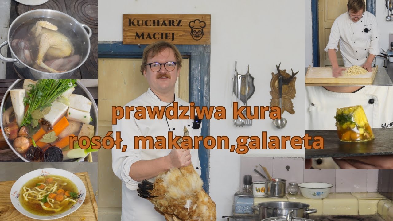 Rosół z domowym makaronem z prawdziwej kury i galert