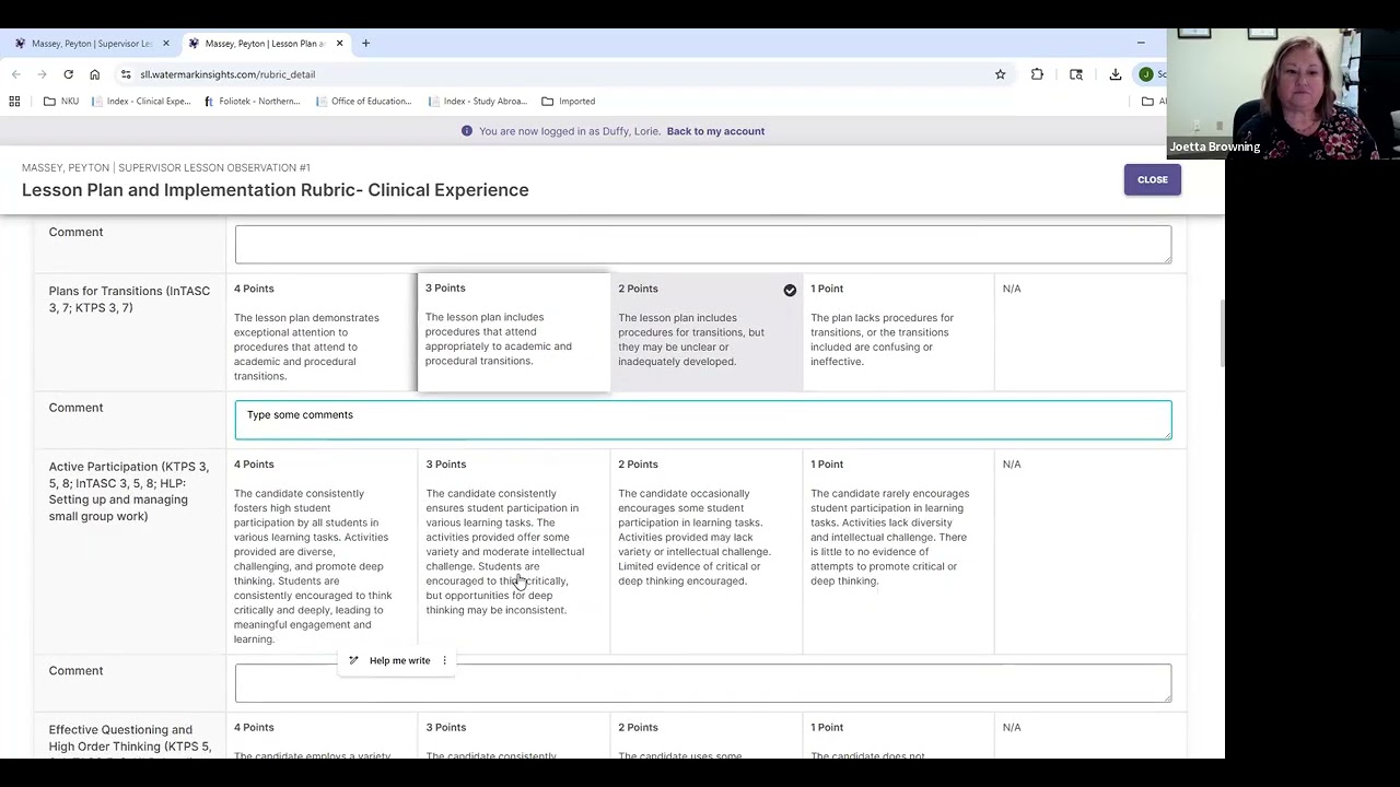Watermark - Lesson Observation Rubric