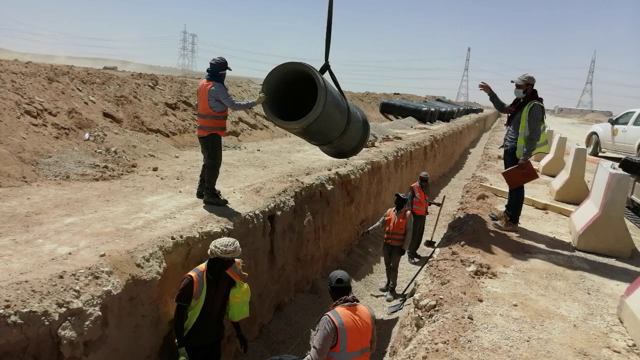 شبكة السيول اعمال تركيب مواسير قطر ٦٠٠