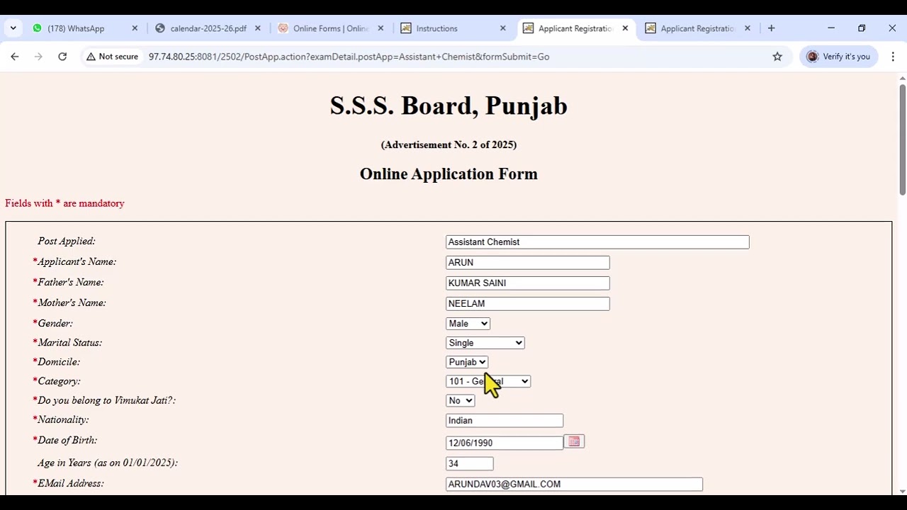 SSSB Lab Assistant and Other Posts Online Form Fill Up Step By Step Process