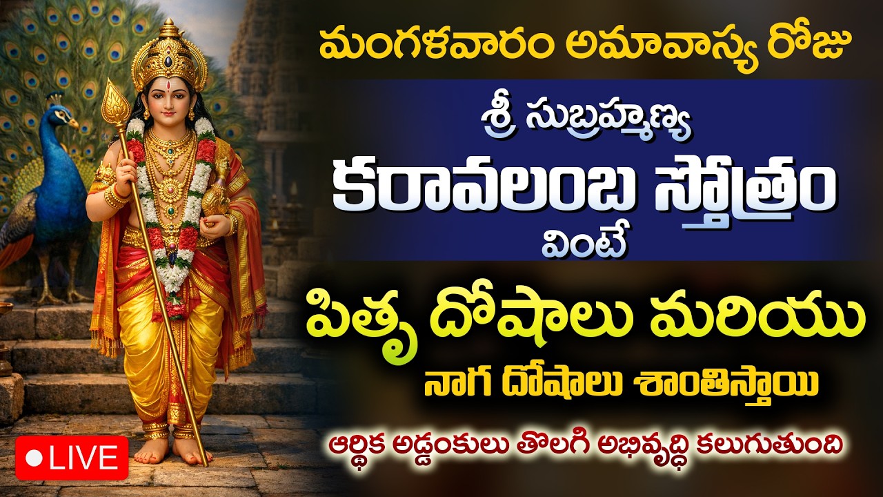 LIVE : మంగళవారం అమావాస్య రోజు సుబ్రహ్మణ్య కరావలంబ స్తోత్రం వింటే | Subrahmanya Karavalamba Stotram