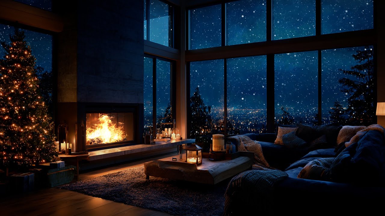Peaceful Firelight & Falling Snow ❄️🔥 Winter Ambience for Deep Sleep, Focus and Mental Calm
