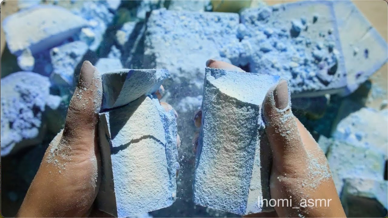Sun-bleached Sky Blue/Lavender Hues Dyed Gymchalk | Soothing Asmr