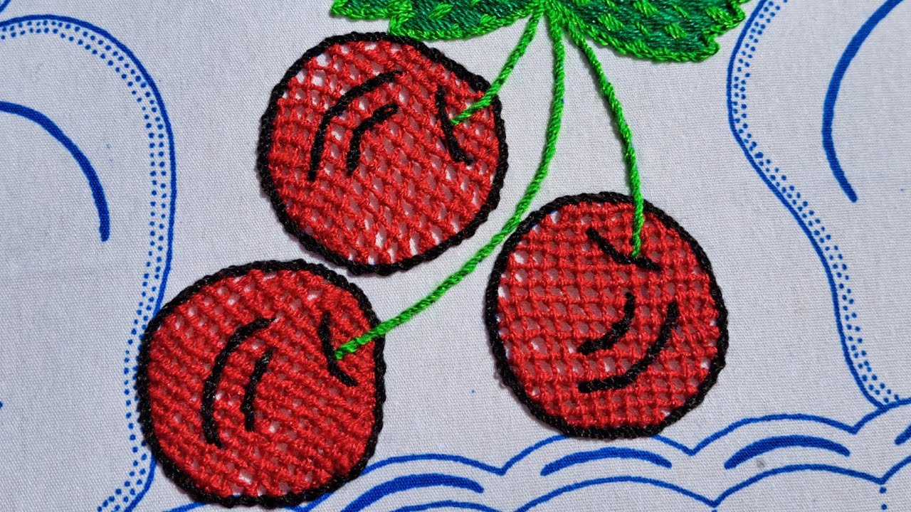 Como bordar CEREZAS 🍒 Bordado muy fácil para cualquier diseño.