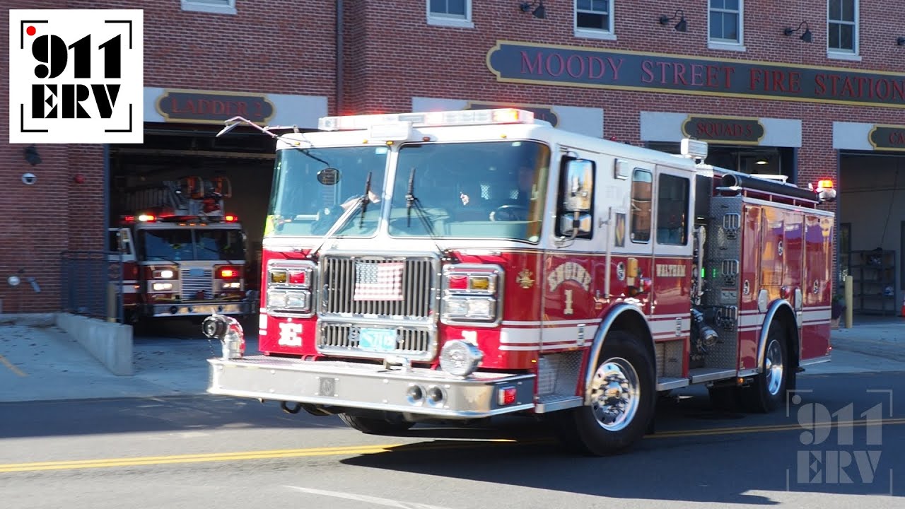 Waltham Fire Trucks Responding | Squad 5, Engine 1, and Ladder 3
