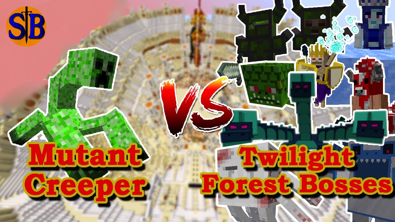 Mutant Creeper (Mutant Beasts) vs Twilight Forest Bosses | Minecraft mob Battle