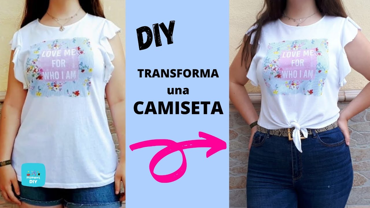👌Cómo HACER CAMISETA con NUDO DELANTERO DIY | Moment DIY #diy#camisetanudo#costurafacil