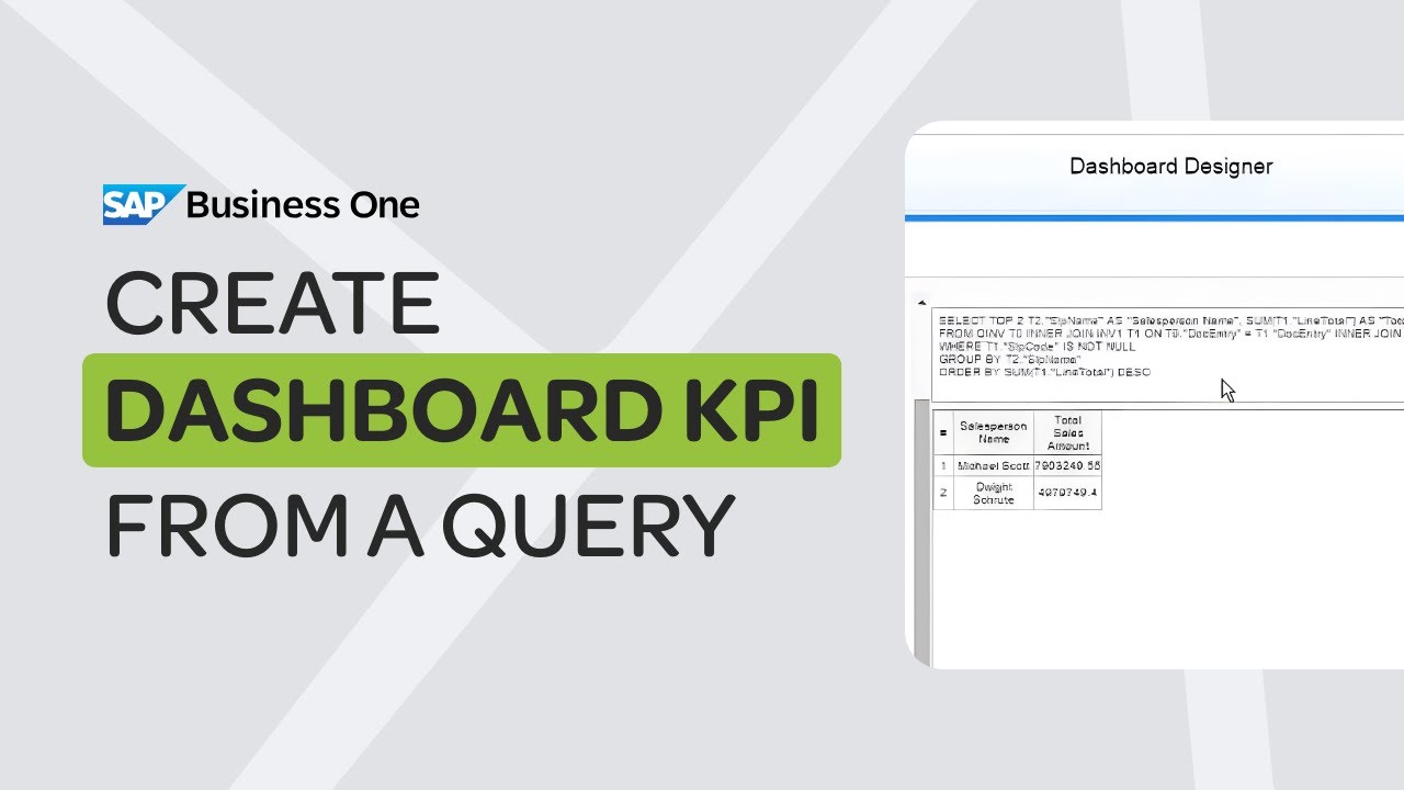 Как создать KPI SAP Business One на основе сохранённого запроса | Версия для HANA