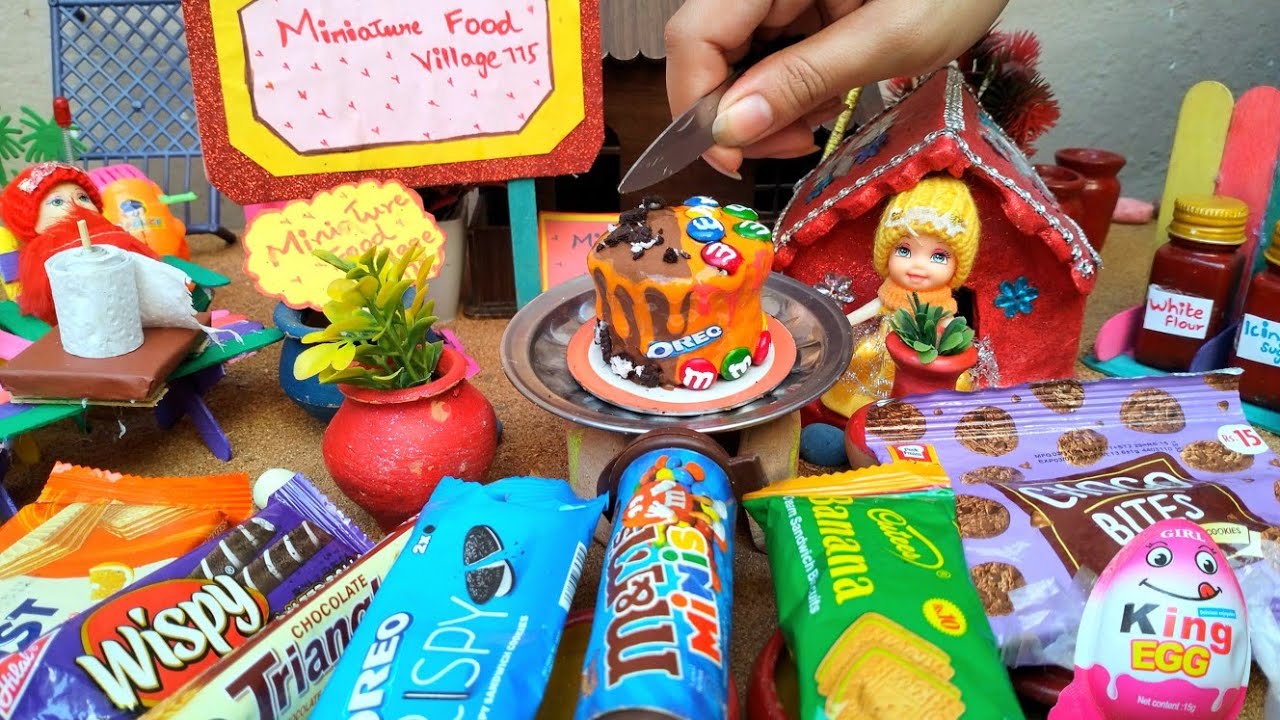Миниатюрный торт «Радуга, половина Oreo, половина M&M's» | Миниатюрная кулинарная деревня