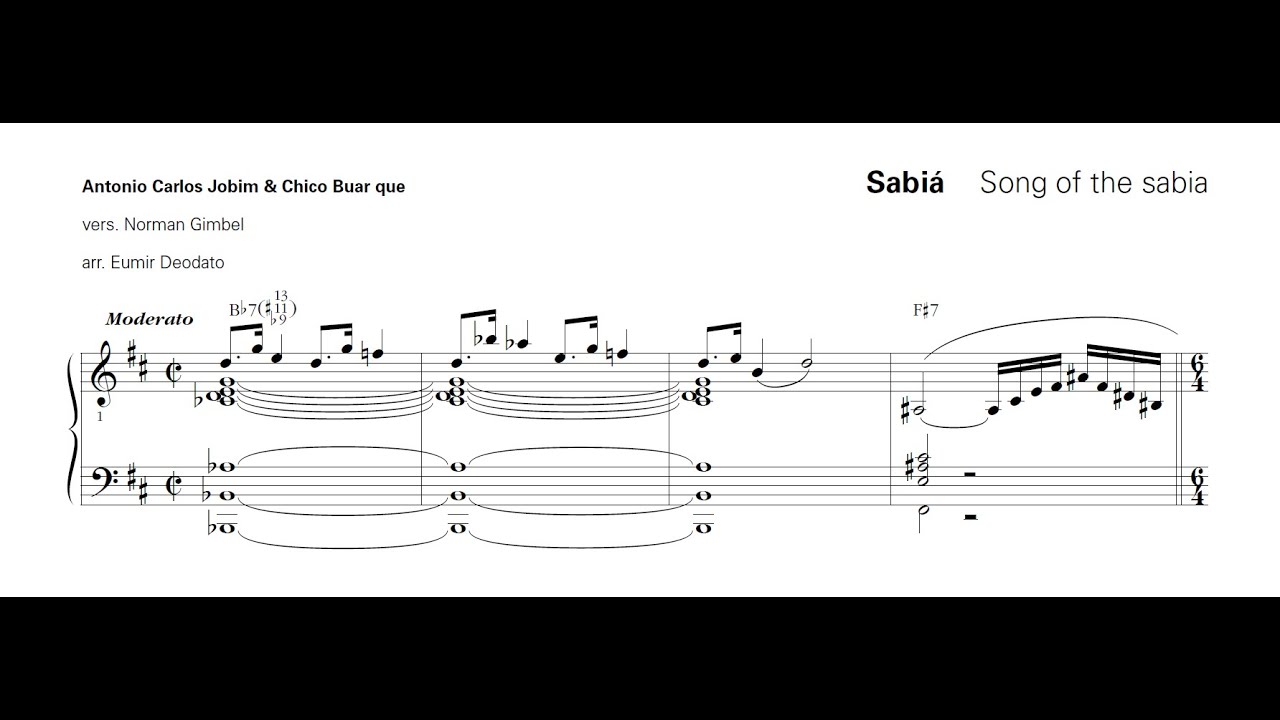 Tom Jobim - Sabiá (arr. Eumir Deodato) (Itamar Assiere, piano)