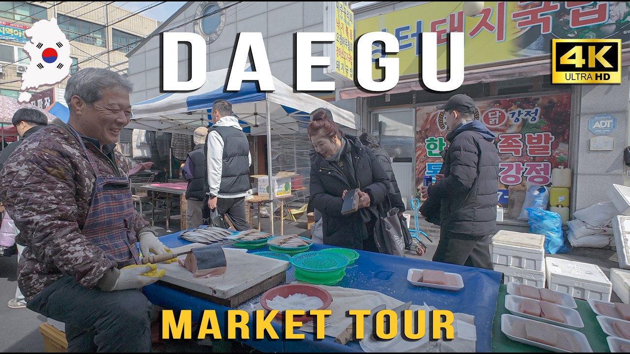 Korea 4K Walk | Daegu Bangchon Market & Street Food ASMR (Binaural, No Talking, 5-Day Market)