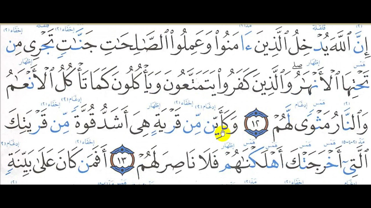 تحفيظ سورة محمد صلى الله عليه وسلم 12  - 15