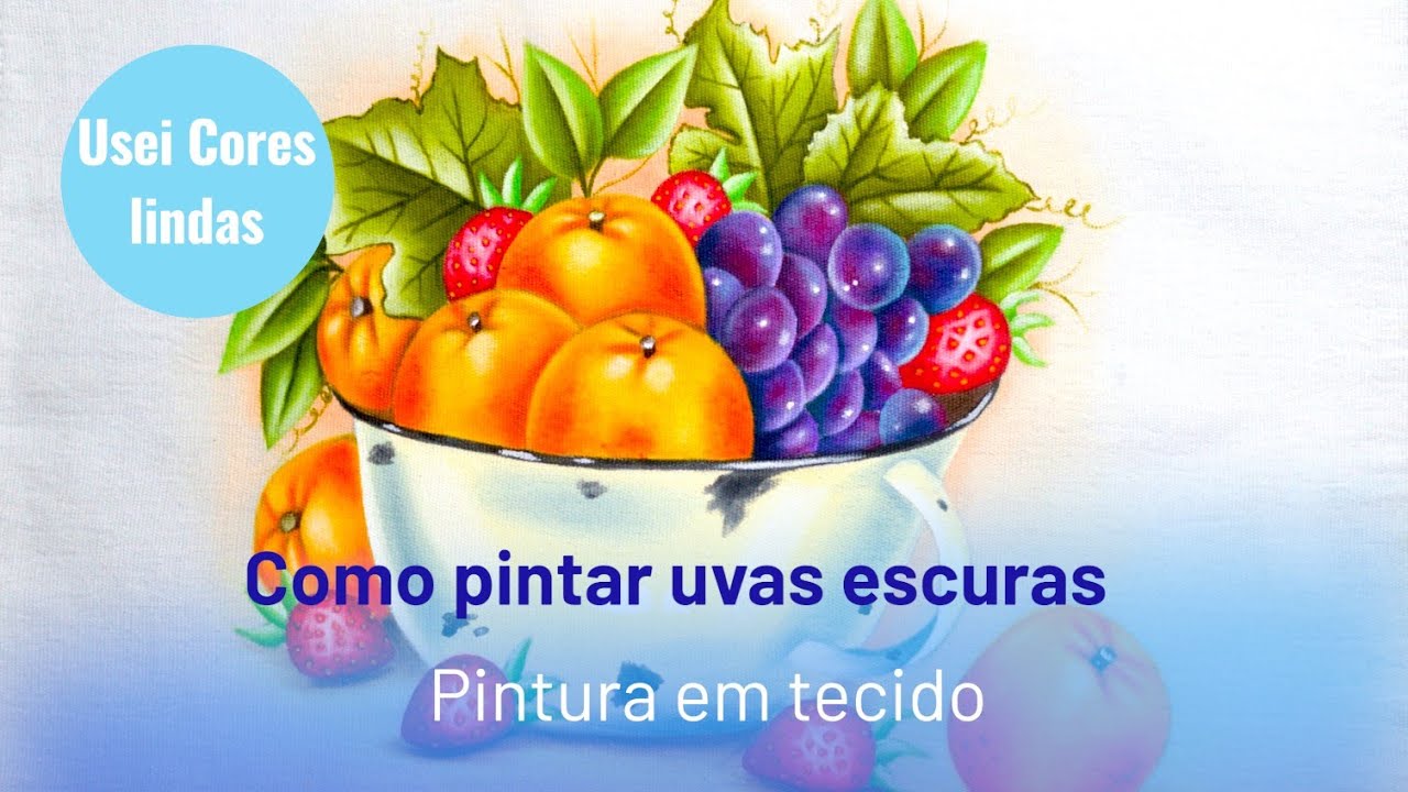 Aprenda a Pintar sem medo, pintura de uvas escuras em tecido 