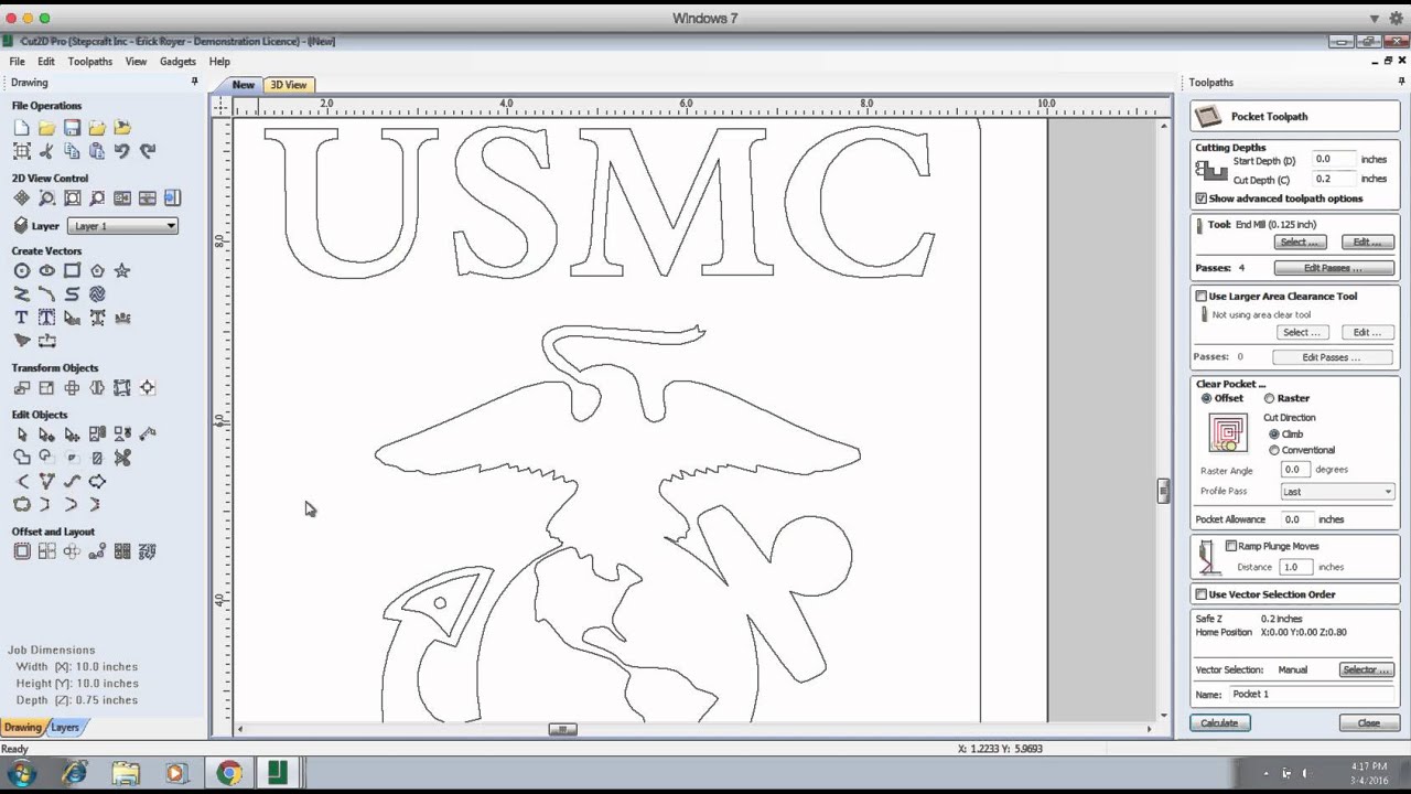 STEPCRAFT TRAINING: Bitmap Image Tracing with V Carve and Cut 2D For CNC Designs