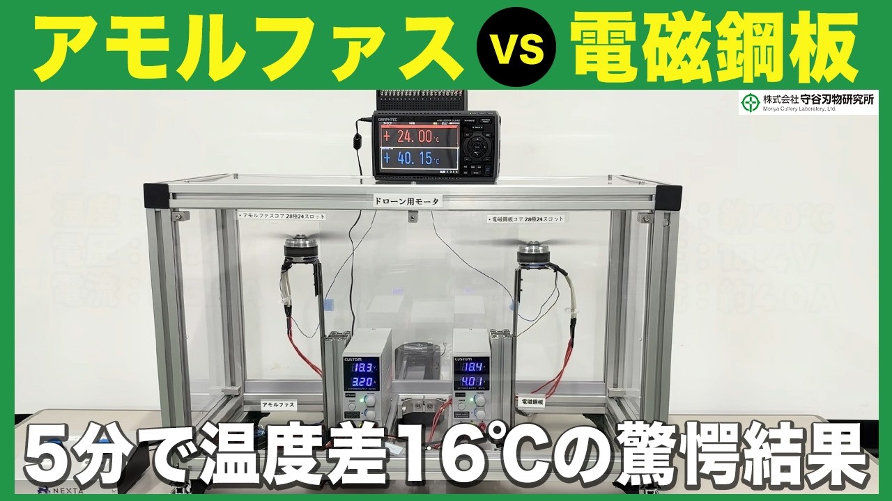 【高性能モーターコア】高効率アモルファスモーター　VS　電磁鋼板