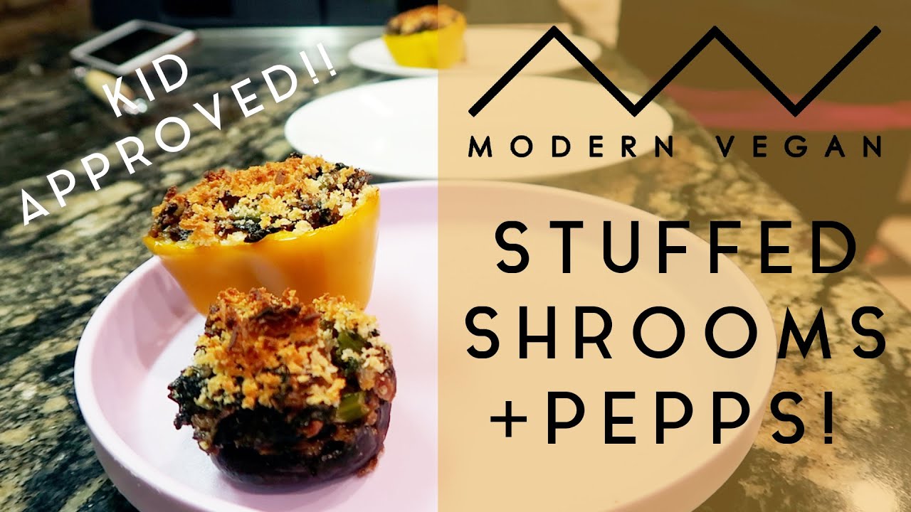Savory Stuffed Mushrooms & Peppers - VEGAN - Kid Approved!