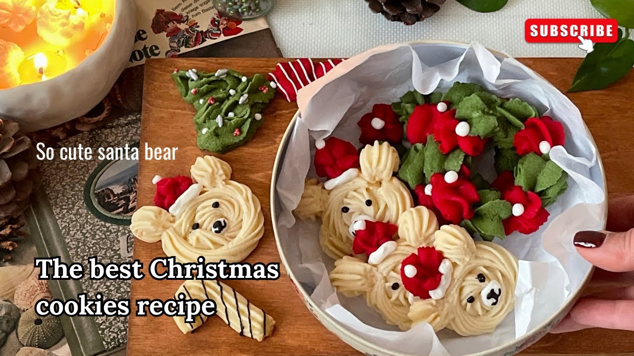 “From 1 Dough to 10 Delicious Christmas Cookies!”🍪🎄so cute santa bear