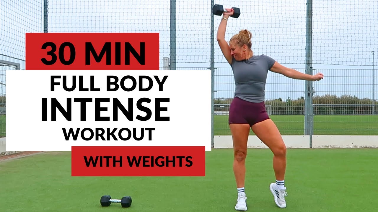 30 MIN INTENSE Full Body Workout 💪 -Compound Exercises for Fat Burn & Total Strength - With Weights