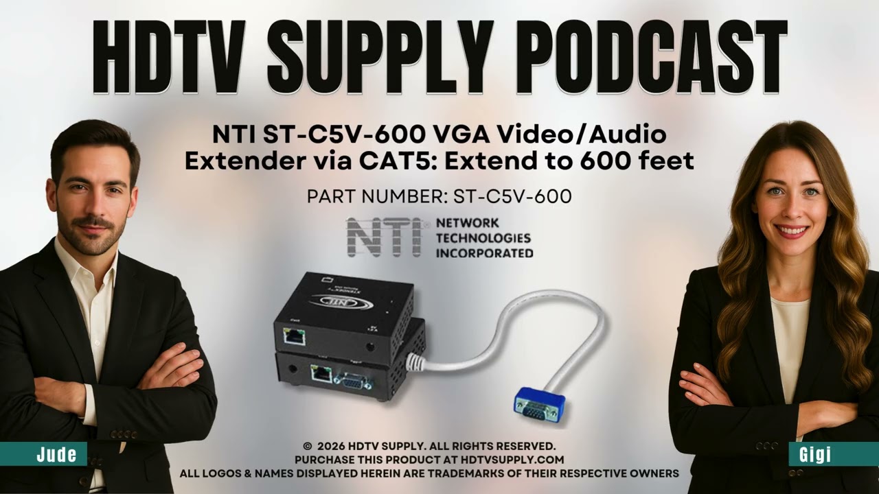 NTI ST-C5V-600 VGA Video/Audio Extender via CAT5: Extend to 600 feet