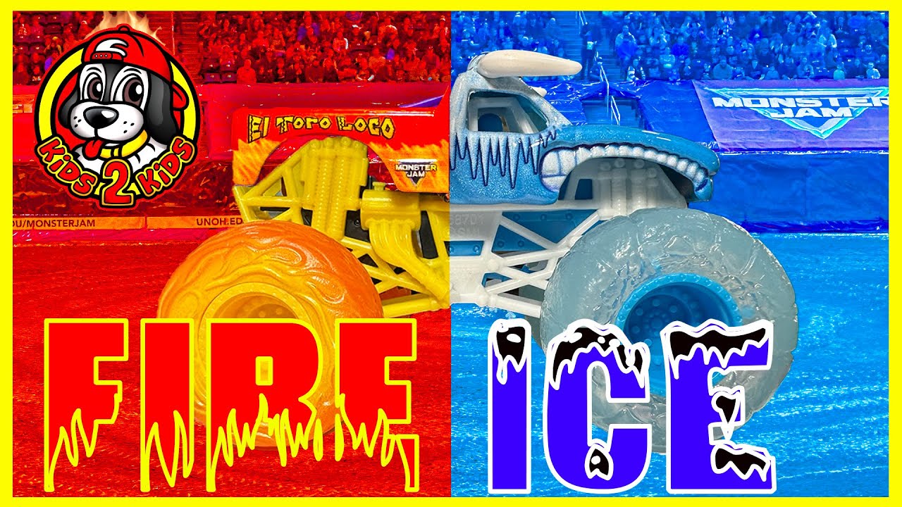 MONSTER JAM FIRE & ICE Monster Trucks Compilation - Water & Treadmill Racing, ThunderROARus Drop