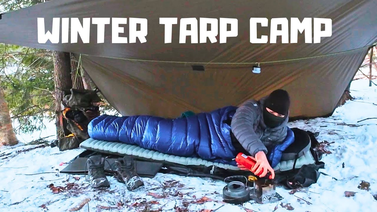WINTER TARP CAMPING | SURROUNDED BY CANADIAN GEESE 🦆| NO TALK | ASMR