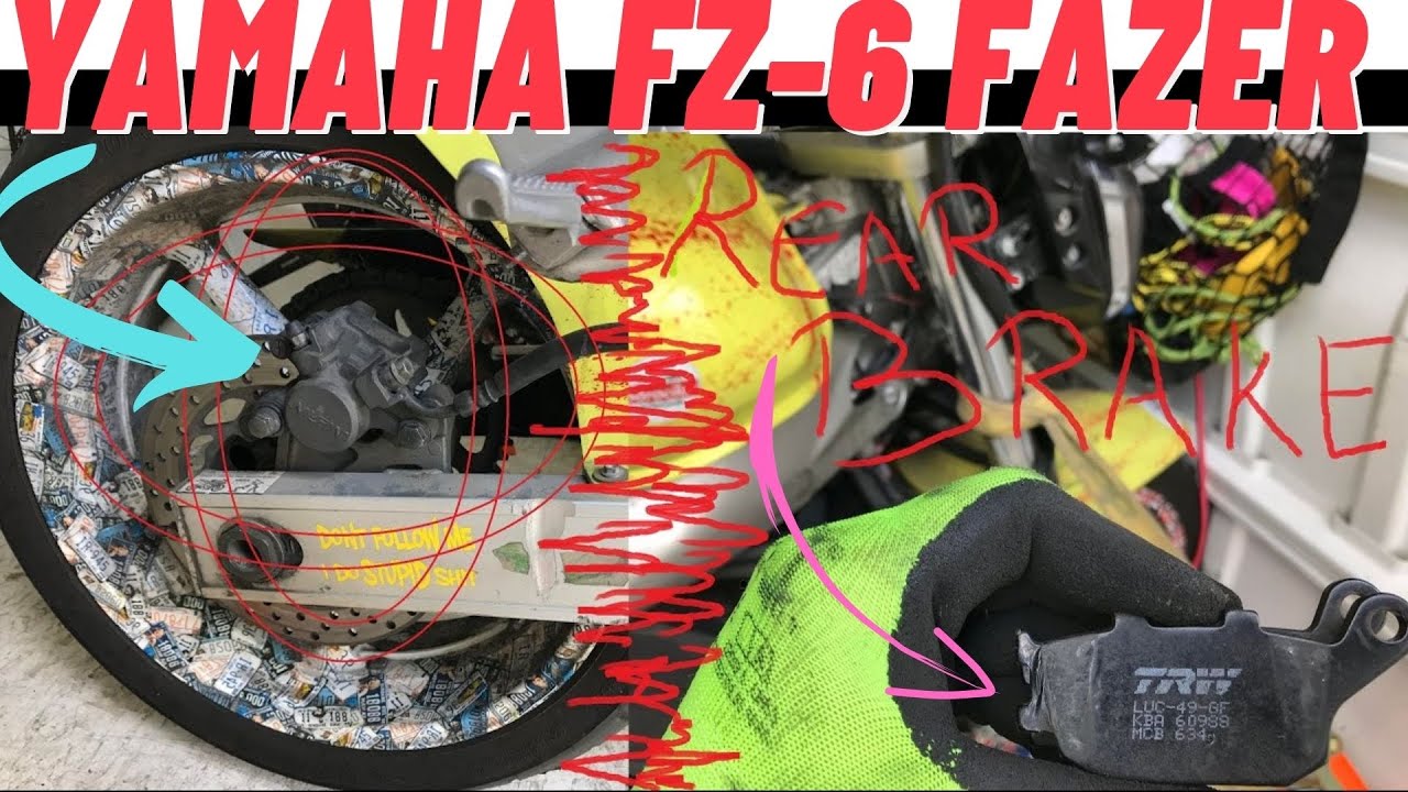 Yamaha FZ6 FAZER Change Rear brake pads,hintere Bremsbeläge,bremseklosser bak,pastiglie freno,4K