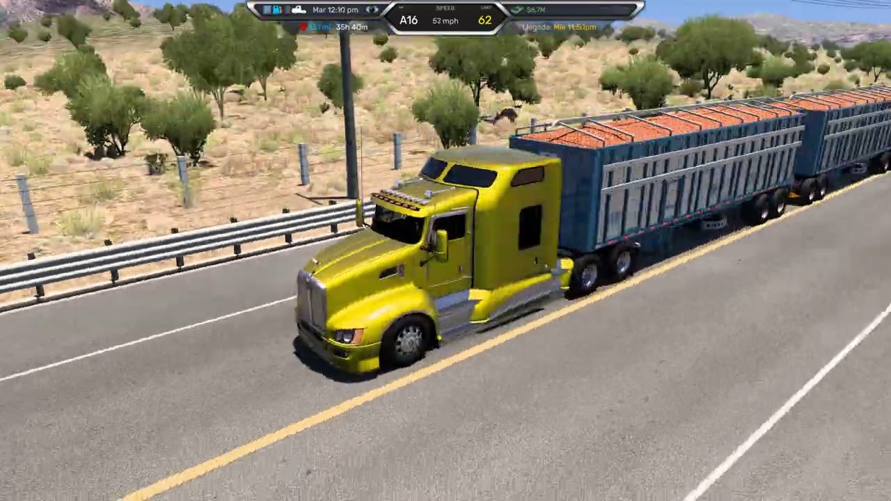 DOBLE REMOLQUE CARGADO DE NARANJAS T600
