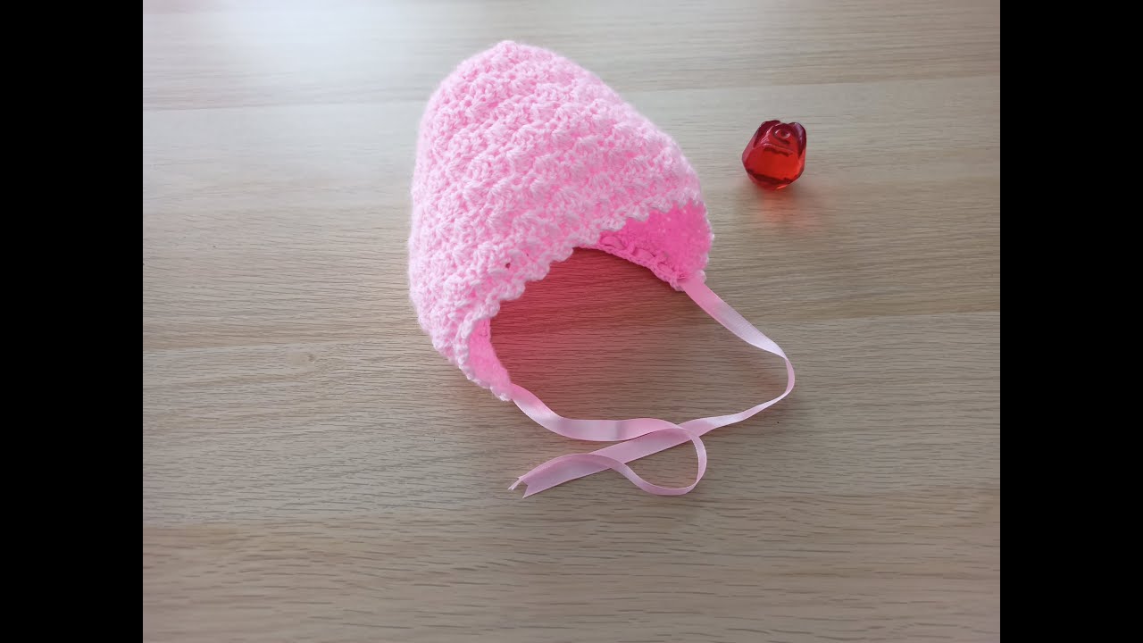 Como hacer una gorrita tipo capota rosa con punto abanico