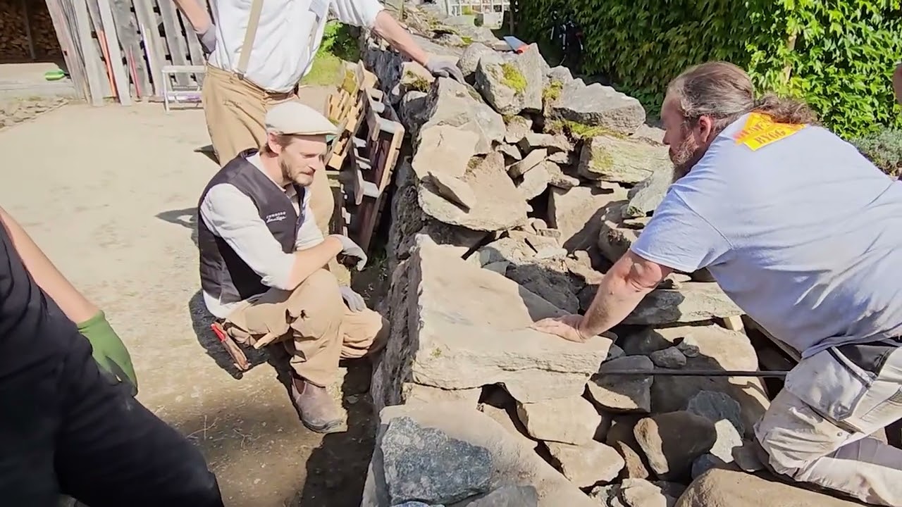 Rebuilding a dry stone wall