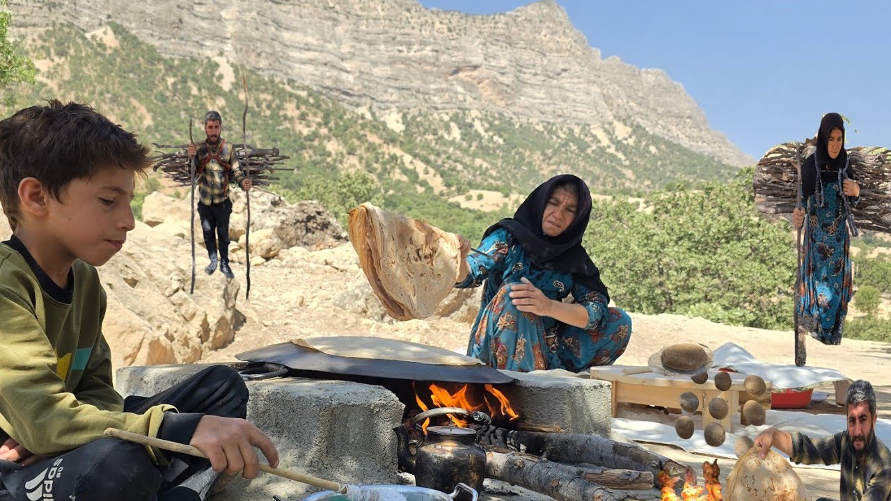 Nomadic Life: Nomadic Bread Baking | Nomadic Firewood Gathering in the Mountains