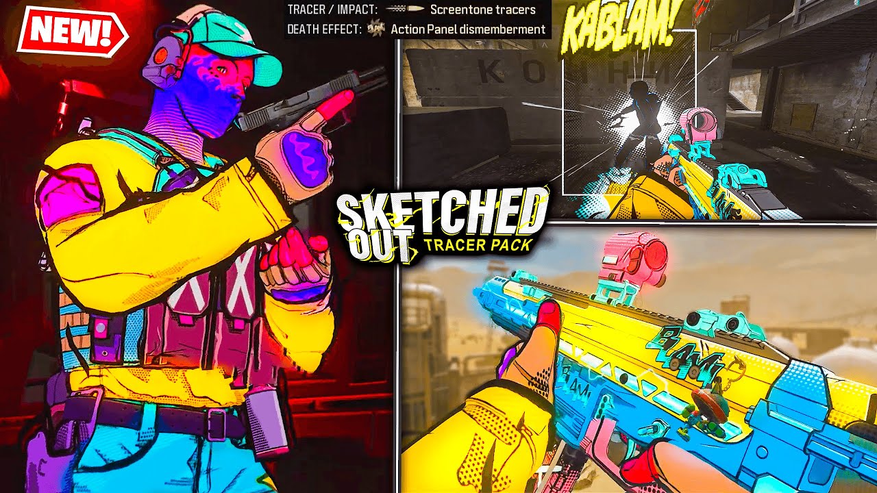 Новый набор Tracer Pack SKETCHED OUT Bundle с COMIC OPERATOR + COMIC TRACERS для MW3 WARZONE (Bla...
