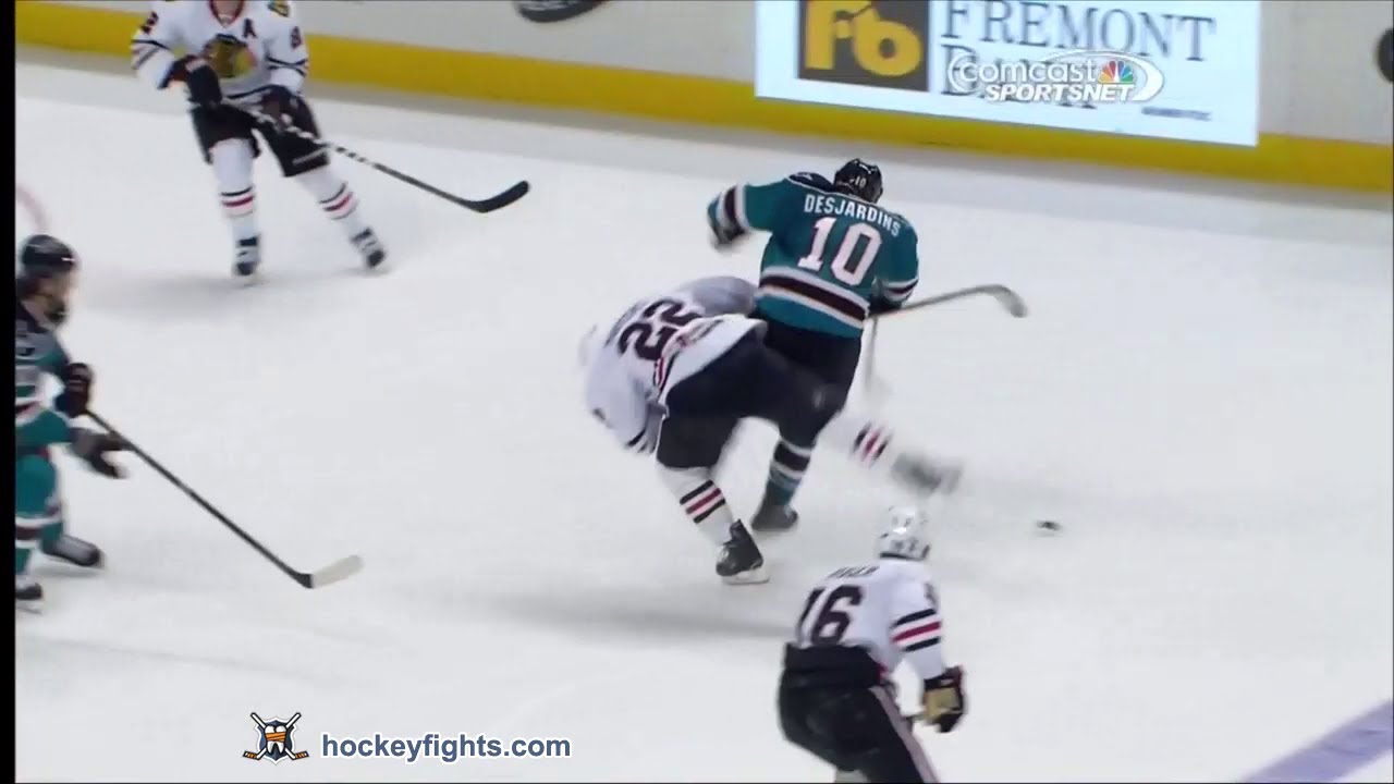 Duncan Keith vs Andrew Desjardins Feb 5, 2013