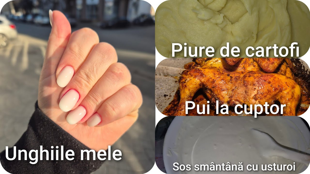 A nins la noi/merg la unghii/la cumpărături/gătesc pui la cuptor/piure de cartofi/sos de usturoi.