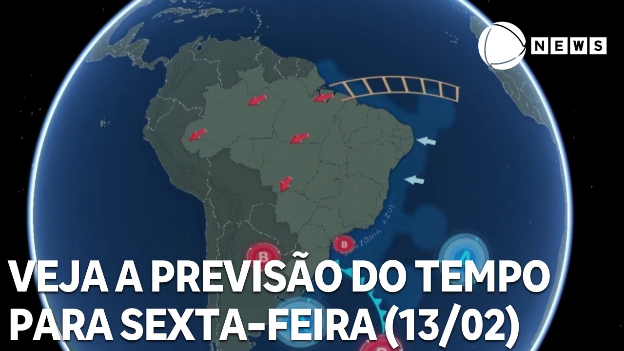 Veja a previsão do tempo para todo o país nesta sexta (13/02)
