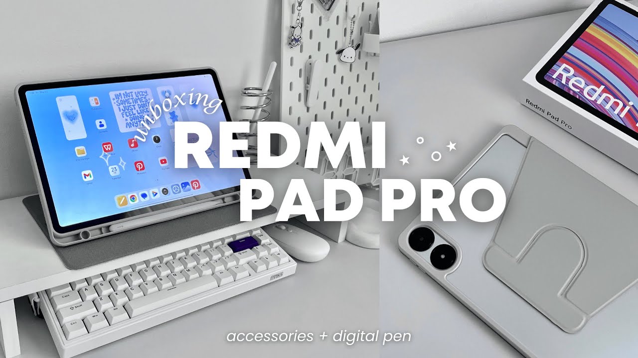 redmi pad pro unboxing ⋆˚࿔ budget tablet review, accessories, customization, android tablet