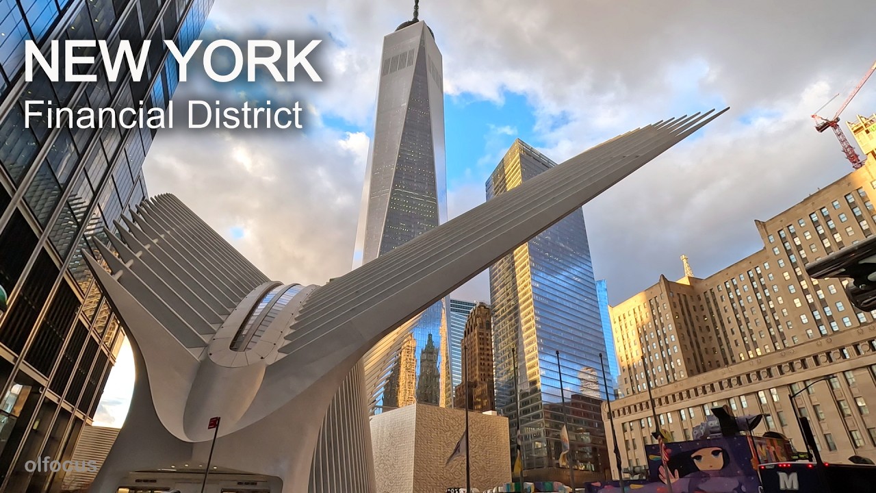 New York - Walking tour Financial District Oculus NYC 4К 60fps