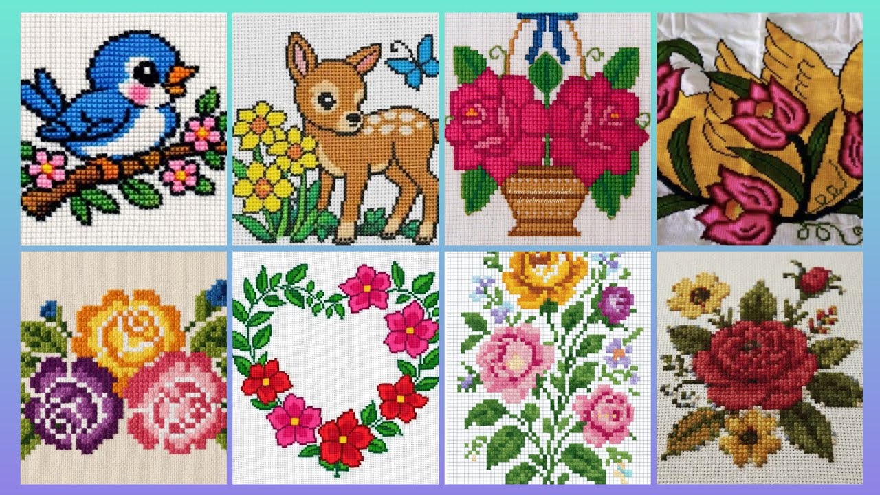 Gorgeous cross stitch patterns /countable embroidery #charsutikarhai/latest dosuti design ideas2026