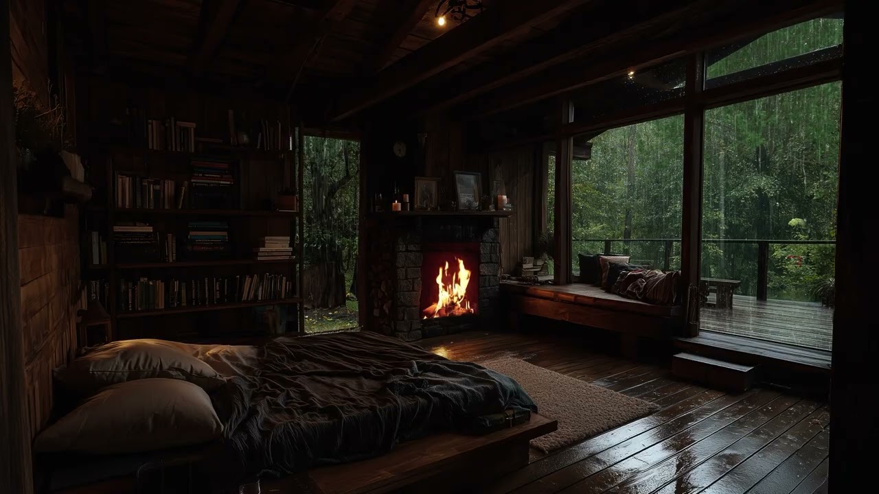 Ultimate Rainy Sleep Sounds 🌧️ Cozy Fireplace Ambience for Deep Relaxation & Restful Night