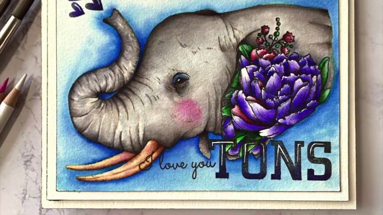Day 3. Watercoloring an elephant from Colorado Craft Company