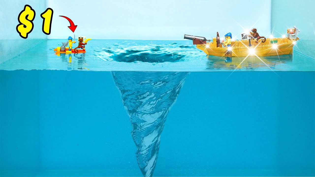 I Tested a BIG Vortex with $1 VS $100,000 Lego Boats!
