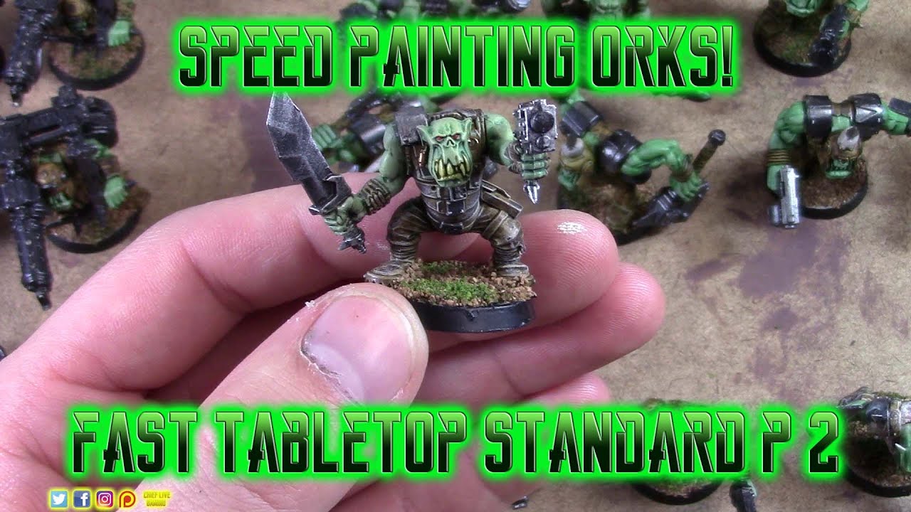 Learn Miniature Speed Painting Tutorial! Fast Tabletop Standard for Orks! 100 Ork Challenge Part 2!