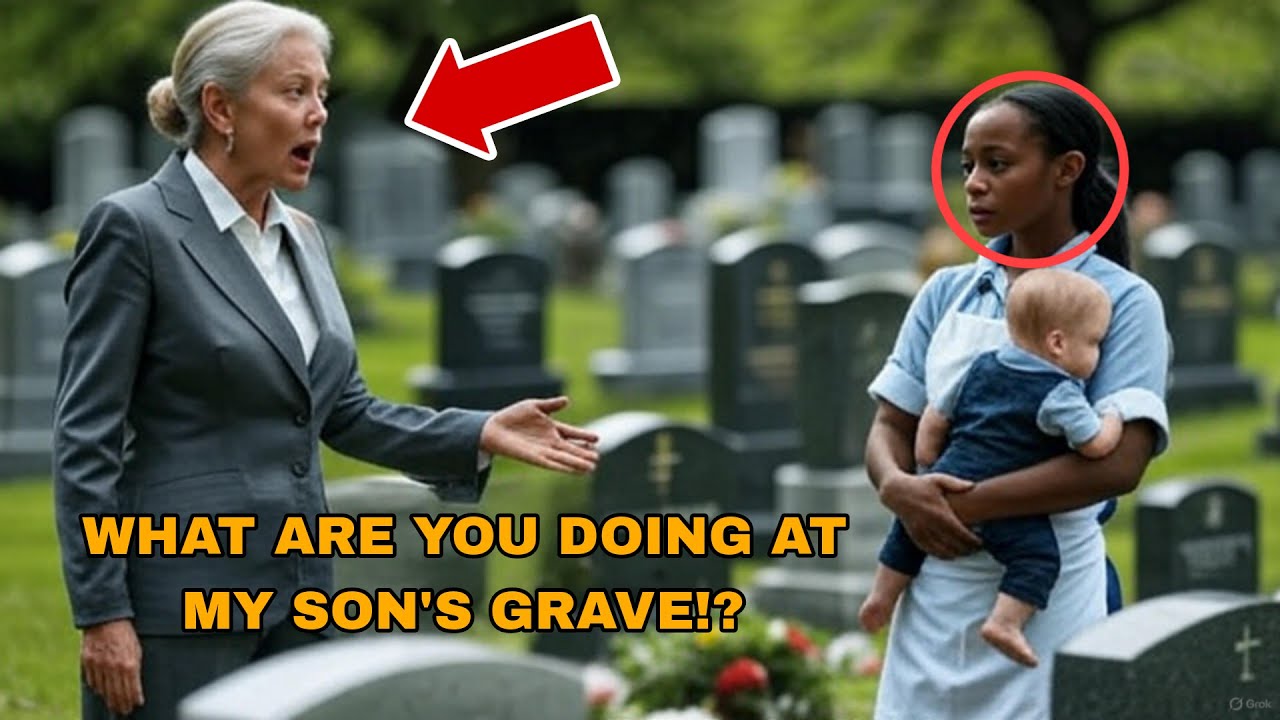 Billionaire at Her Son’s Grave Sees Black Waitress Crying with a Child – She Is SHOCKED!
