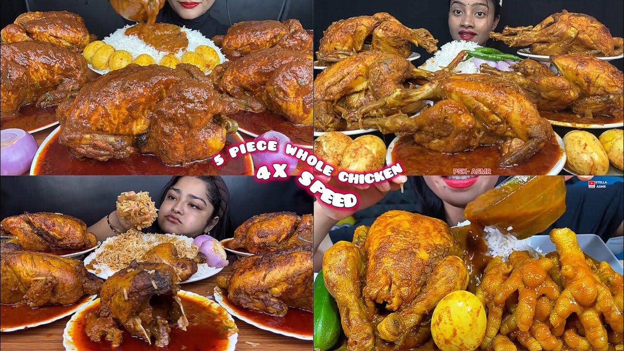 ASMR: Eating 5 piece of whole chicken eating challenge😍😋Biggest challenge with whole chicken Mukbang