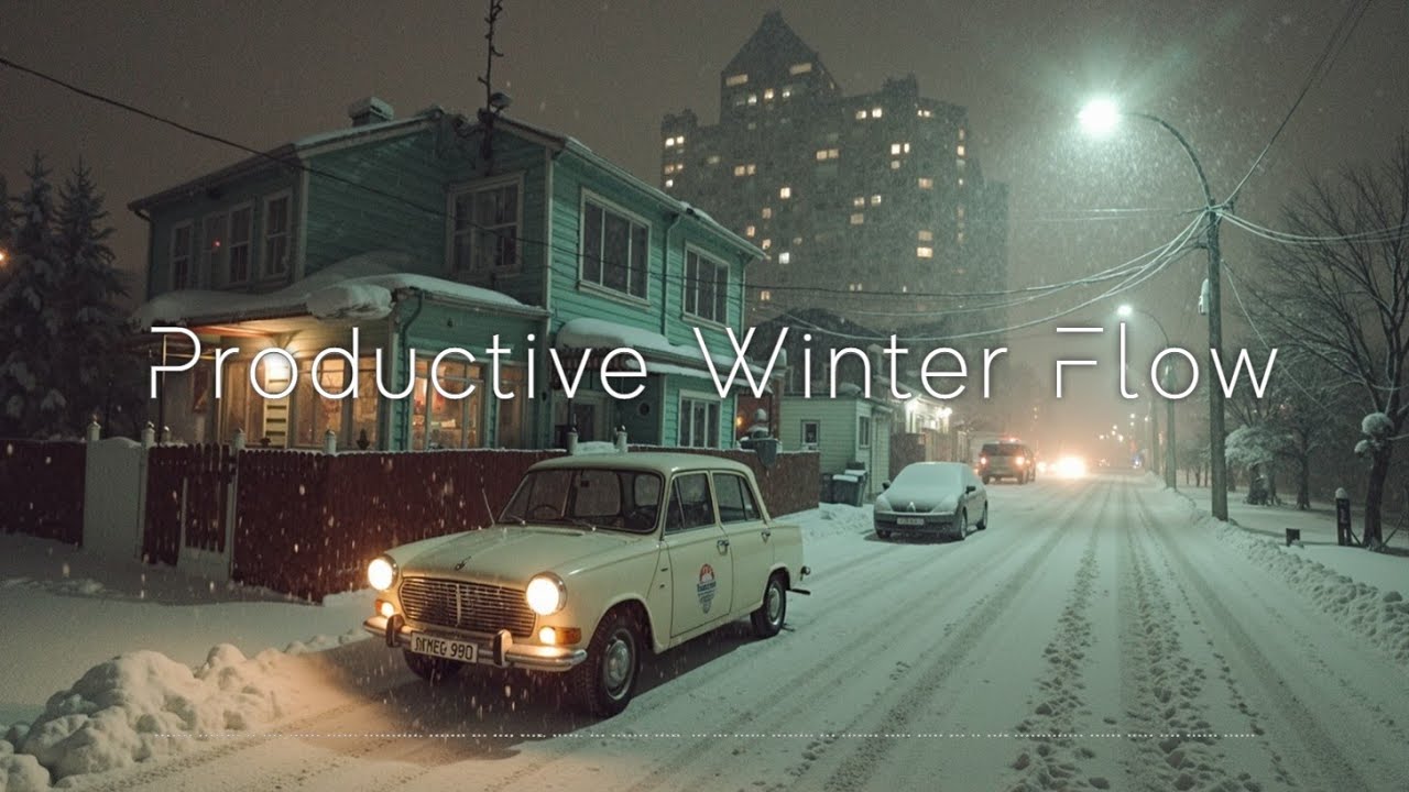 Deep Work Music for Winter Nights | Повысьте фокус с тихим снегопадом и мягкими битами