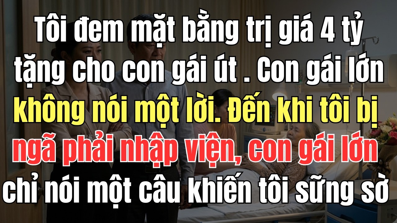 Tôi đem mặt bằng trị giá 4 tỷ tặng cho con gái út   Con gái lớn không nói một lời  Đến khi tôi bị ng