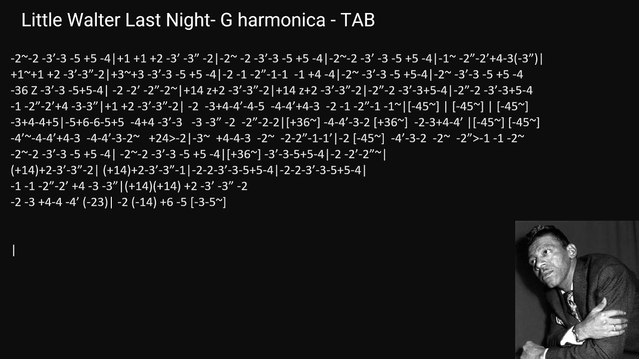 practice: Little Walter - Last Night - G harmonica - TAB