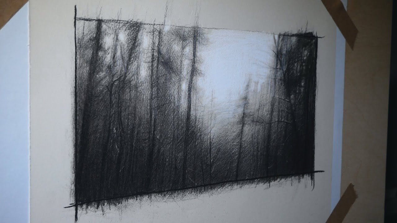 Drawing a Moody Chalk + Charcoal Landscape - Part 4