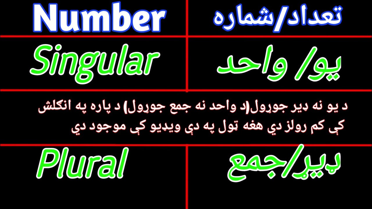 Singular And Plural/ واحد او جمع| Number د انګلش ټول رولز
