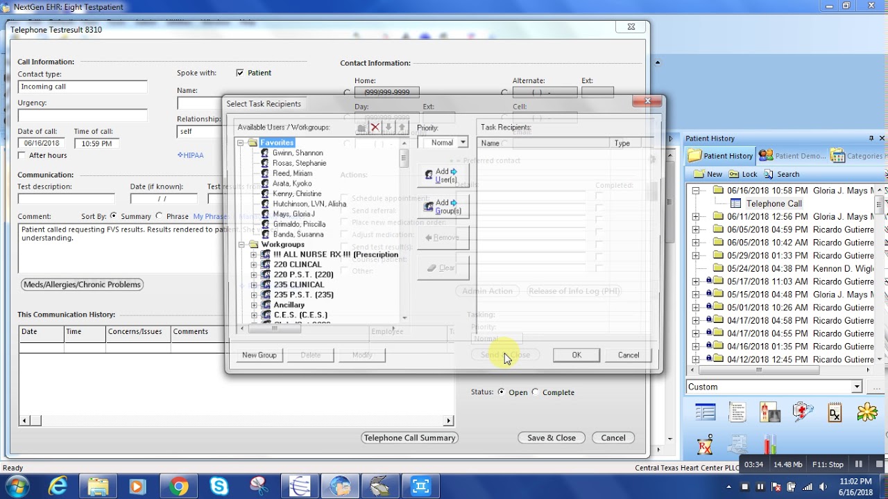 Sending Tasks and Telephone Calls