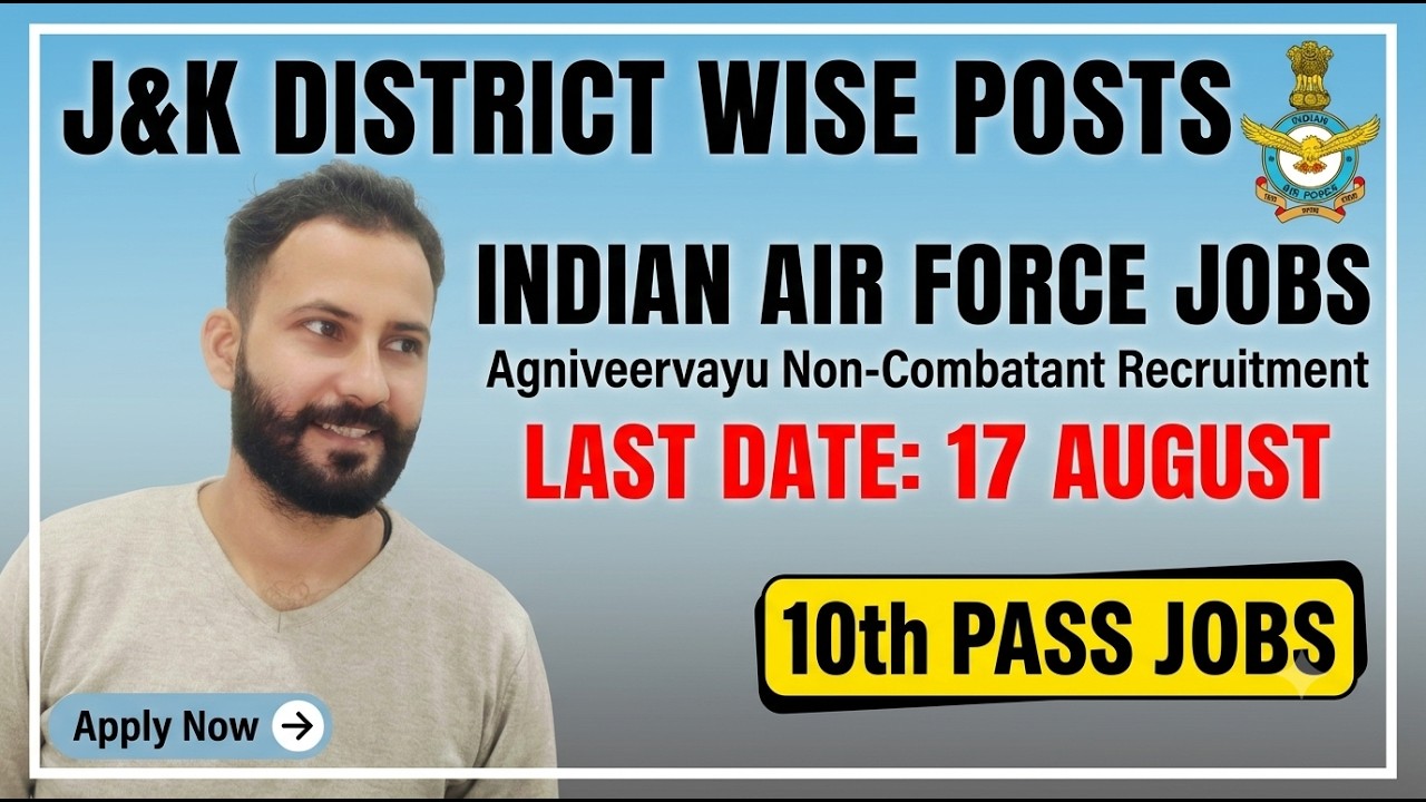 J&K District Wise Posts 🔥 Air Force Agniveervayu Recruitment 2026 | 10th Pass Jobs J&K | Apply Now!